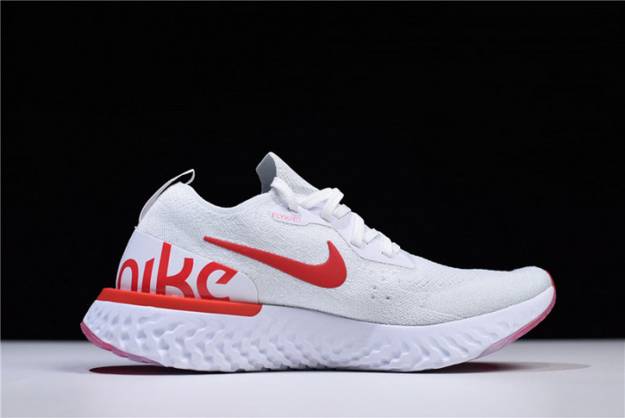 nike epic react flyknit white red aq0067 800