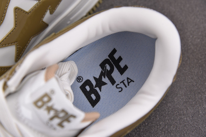 A Bathing Ape Bape Sta Patent Leather White Khaki 1I70-291-022