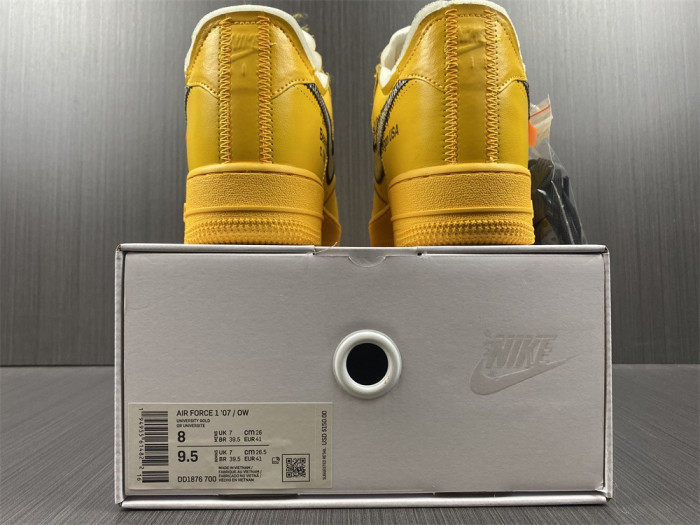nike air force 1 low ofw university gold metallic silver dd1876-700