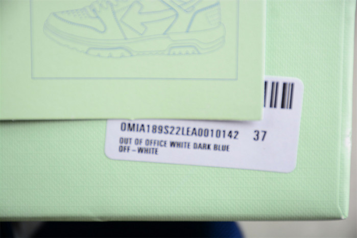 OW Out Of Office "OOO" Low Tops Dark Blue White OMIA189S22LEA0010142