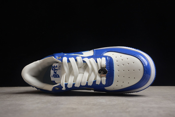 A Bathing Ape Bape Sta Patent Leather White Blue 1I70-191-022