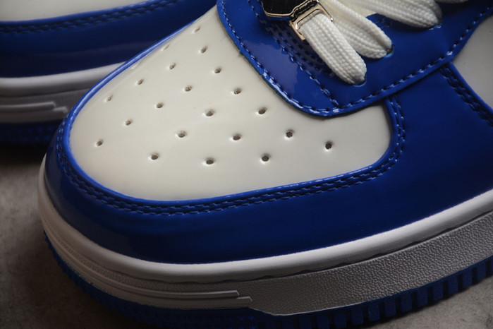 A Bathing Ape Bape Sta Patent Leather White Blue 1I70-191-022