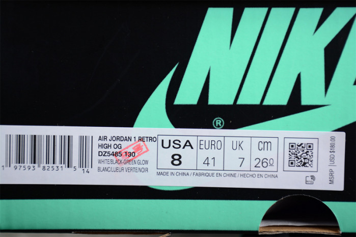 air jordan 1 retro high og green glow dz5485-130