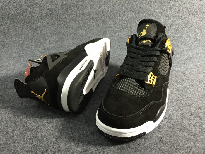 air jordan 4 “royalty” black/metallic gold-white mens 308497-032