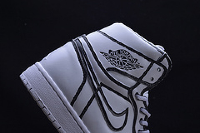 nike air jordan 1 retro “comic 3d pencil” white hand-painted mens aa4724-110